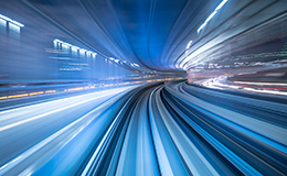 Motion blur of train moving inside tunnel in Tokyo, Japan